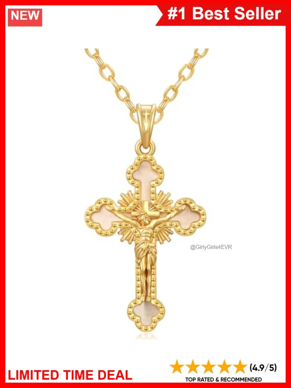 Cross Necklace Crucifix Cubic Zirconia Pendant Christian Gift